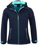 M&auml;dchen Softshelljacke Trollfjord Wasserabweisend Marineblau/T&uuml;rkis