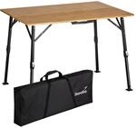 Campingtisch Tobro - Klapptisch mit Bambus Tischplatte - 100x72x70cm