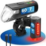 FISCHER TWIN Akku LED USB Beleuchtungs-Set 60 Lux mit 360 Grad R&uuml;ckleuchte