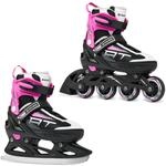 Verstellbare Rollschuhe Schlittschuhe 2in1 Profession Schwarz/Rosa