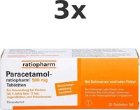 PZN-DE 01126111, PARACETAMOL-ratiopharm 500 mg Tabletten 20 St, Grundpreis: &euro;