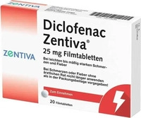 PZN-DE 10273638, Zentiva Pharma DICLOFENAC Zentiva 25 mg Filmtabletten 20 St,
