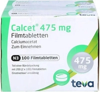 PZN-DE 01627416, Teva CALCET 475 mg Filmtabletten 200 St, Grundpreis: &euro; 0,07 /