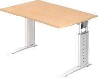 Schreibtisch TARVIS, C-Fu&szlig;, Quadrat, B 1200 mm, Gestell wei&szlig;, h&ouml;henverstellbar,