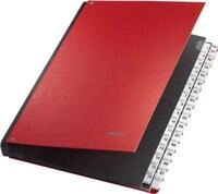 LEITZ&reg; Pultordner, f&uuml;r DIN A4, numerisch, 31 F&auml;cher, Graupappe, rot