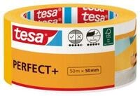 tesa Perfect+ Malerband, 50 m &times; 50 mm &ndash; saubere Farbkanten, rei&szlig;fest,