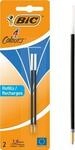 BIC 4 Colours Original Nachf&uuml;llminen, mittlere Spitze, Blau, 2er Pack