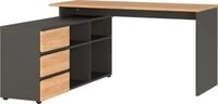 Schreibtisch mit Sideboard Boston, B 1450 x T 1460 x H 770 mm, Navarra Eiche/graphit