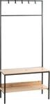 Standgarderobe HAKU, 5 Haken, Gesamttragkraft 15 kg, 2 Ablagen, B 800 x T 350 x H