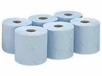 Papierwischtücher WypAll® L10, für Lebensmittel und Hygiene, 6 x 630 Tücher, blau