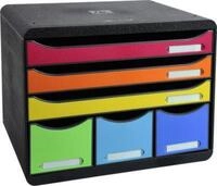 Exacompta STOREBOX Iderama Regenbogen, 6 offene Schubladen A4+ quer, 27 cm tief,