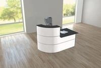 Theke Cento 2, bestehend aus 90 Grad Eckelement und gerader Theke, mit Seitenblenden