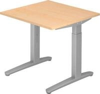 Schreibtisch TOPAS LINE, manuell h&ouml;heneinstellbar, B 800 mm, Ahorn/silber/silber