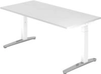 Schreibtisch TOPAS LINE, manuell h&ouml;heneinstellbar, B 1600 mm, wei&szlig;/wei&szlig;/alu