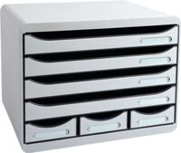 Exacompta STOREBOX Office Lichtgrau, 7 offene Schubladen A4+ quer, 27 cm tief, leise,