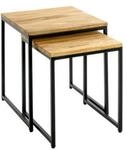 2er-Set HAKU Beistelltisch, Stahlrohr pulverbeschichtet, Massivholz Eiche, ge&ouml;lt, B