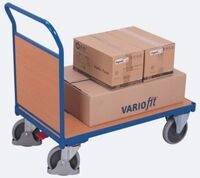 Stirnwandwagen, Stahl/MDF-Platte, Enzianblau/Buche-Dekor, L 1030 x B 700 mm,