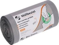 Deiss FIRST PLUS M&uuml;llbeutel, mit Tragegriff, LDPE, 14 &micro;m, grau, B 600 x H 720 mm,