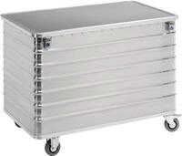 Transportwagen aus Aluminium, mit Scharnierdeckel, 656 l