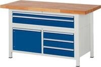 Werkbank Serie 8922, 5 Schubladen, 2 Fachb&ouml;den mit T&uuml;r, h&ouml;henverstellbar, B...