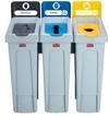 Rubbermaid Recyclingstation Slim Jim, f&uuml;r Papier, Kunststoff und Restm&uuml;ll, 3 x 87