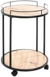 HAKU Beistelltisch, rund, Stahlrohr schwarz, Ablage MDF Eiche hell,