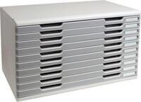 Exacompta MODULO A3 Schubladenbox 10 Laden Steingrau, f&uuml;r A4&ndash;A3+, staubgesch&uuml;tzt,