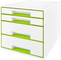 LEITZ&reg; Schubladenbox WOW CUBE 5213, 4 Sch&uuml;be, DIN A4, Polystyrol, gr&uuml;n