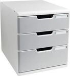 Exacompta MODULO A4 Schubladenbox Steingrau, 3 Schubladen geschlossen A4/A4+,