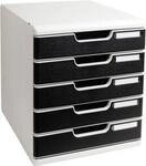 Exacompta MODULO A4 Office Schwarz, Schubladenbox 5 Schubladen geschlossen A4/A4+,