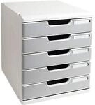 Exacompta MODULO A4 Office Steingrau, Schubladenbox 5 Schubladen geschlossen A4/A4+,