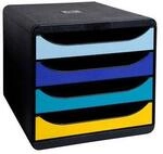 Schubladenbox Exacompta BEE BLUE Big Box, f&uuml;r Format A4+, 4 mehrfarbige & halboffene