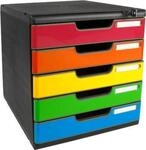 Schubladenbox MODULO, Format A4+, 5 abschlie&szlig;bare Sch&uuml;be, geschlossen, Griffmulde &