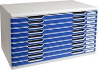 Exacompta MODULO A3 Schubladenbox 10 Laden Blau, f&uuml;r A4&ndash;A3+, staubgesch&uuml;tzt,