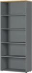 Aktenregal Agenda Home, 5 OH, B 800 x T 400 x H 1970 mm, Graphit/Eiche
