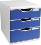 Exacompta MODULO A4 Schubladenbox Blau, 3 Schubladen geschlossen A4/A4+,