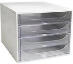 Exacompta ECOBOX Schubladenbox 4 Sch&uuml;be Kristall, A4/A4+, offene Front, leise,