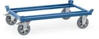 FETRA Paletten-Fahrgestell, Stahl, bis 1200 kg, blau, Vollgummi-Bereifung, mit