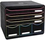 Exacompta STOREBOX Schwarz/Harlekin, 6 offene Schubladen A4+ quer, 27 cm tief, leise