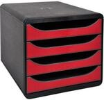 Exacompta Big Box Plus Iderama Karminrot, 4 offene Schubladen A4/A4+/24x32 cm, leise