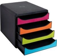 Exacompta Big Box Plus Iderama Regenbogen, 4 offene Schubladen A4/A4+/24x32 cm, leise