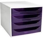 Exacompta ECOBOX Schubladenbox 4 Sch&uuml;be Violett, A4/A4+, offene Front, leise,