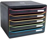 Exacompta Big Box Plus Horizon Schwarz/Harlekin, 5 offene Schubladen A4/A4+, 27 cm