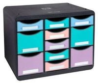Schubladenbox Exacompta STORE BOX MULTI Aquarel, 7 kleine & 4 hohe Sch&uuml;be mit
