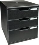 Exacompta MODULO A4 Schubladenbox Schwarz, 3 Schubladen geschlossen A4/A4+,
