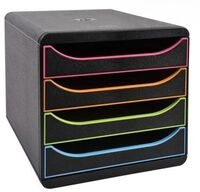 Schubladenbox Big Box Plus Black Office Schwarz/Harlekin, 4 offene Schubladen,
