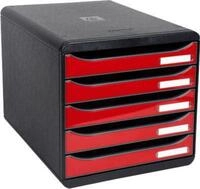 Schubladenbox BIG-BOX PLUS, A4+, 5 halboffene Sch&uuml;be mit Auszugsstopp, Griffmulde &