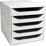Exacompta ECOBOX Schubladenbox Grau, 5 offene Schubladen f&uuml;r A4/A4+, leiser Auszug