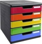 Exacompta MODULO A4 Regenbogen, 5 Schubladen geschlossen A4/A4+, staubgesch&uuml;tzt,