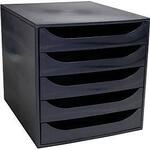 Exacompta ECOBOX Schubladenbox Schwarz, 5 offene Schubladen f&uuml;r A4/A4+, leiser